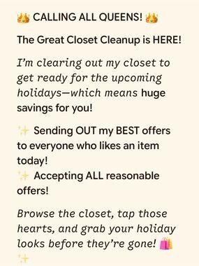 Neutral Cream Closet Cleanup Sign - Holiday Sale Notice